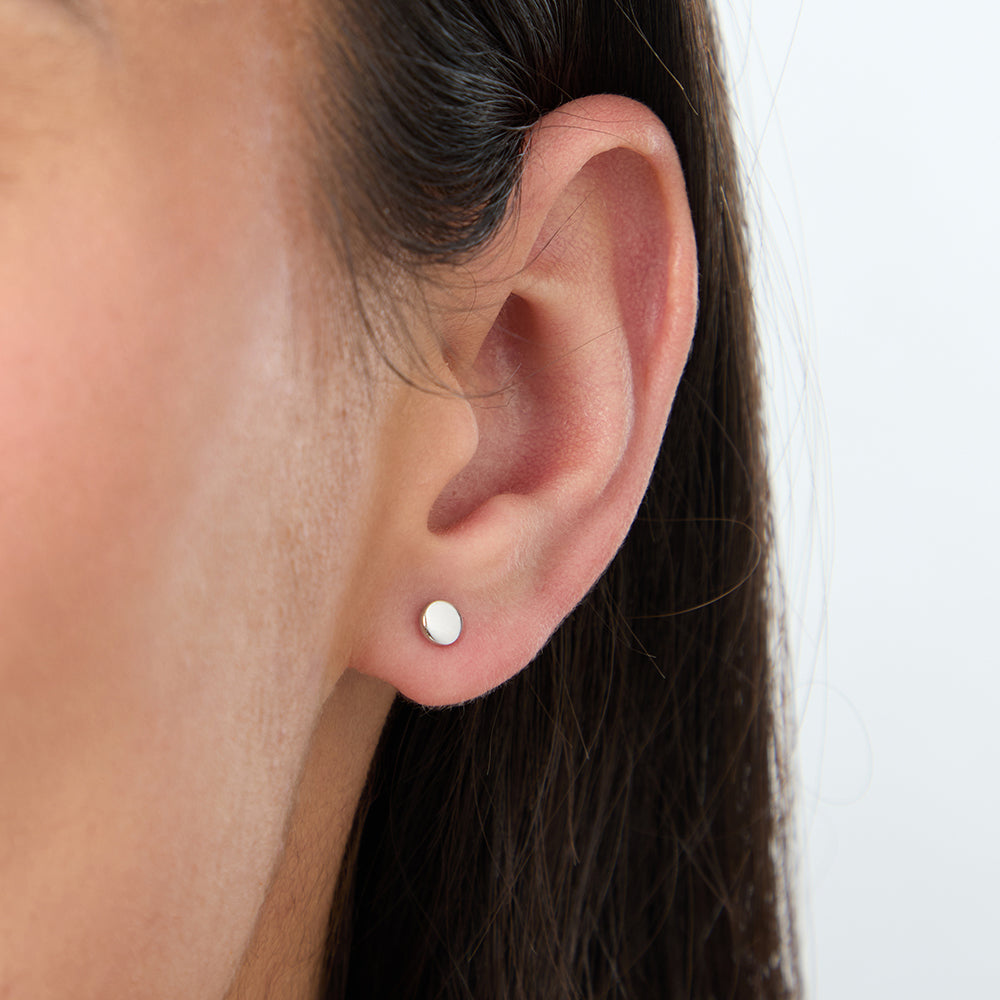 Sterling Silver Plain Round Stud Earrings