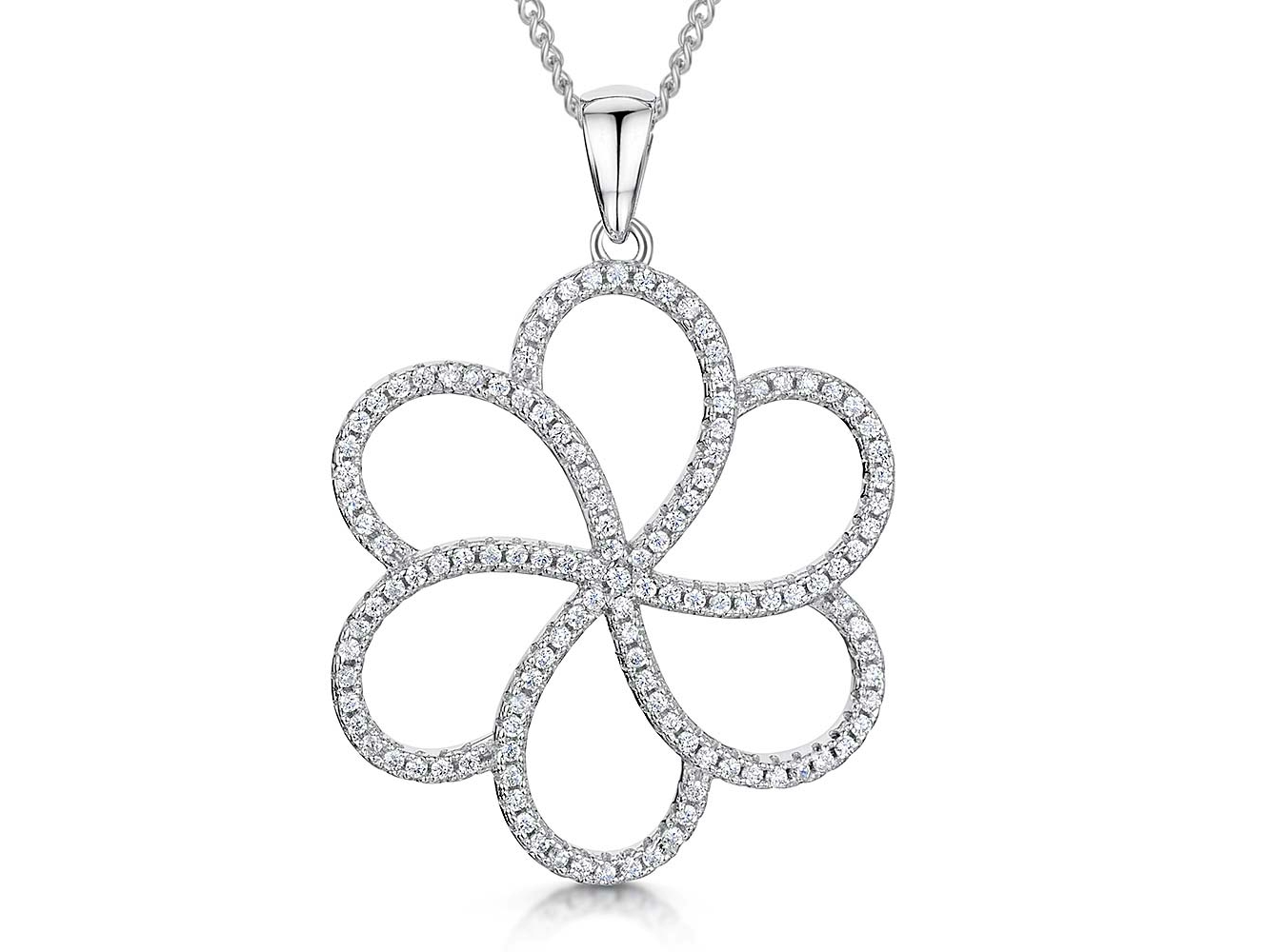 Sterling Silver Multi Petal Flower Pendant