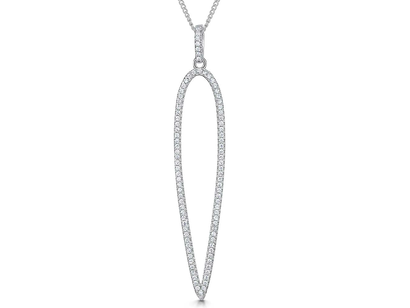 Sterling Silver Long Narrow Oval Pendant