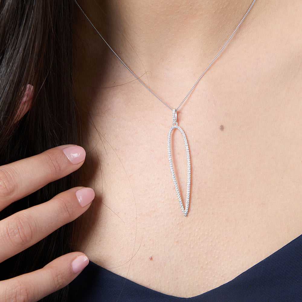 Sterling Silver Long Narrow Oval Pendant