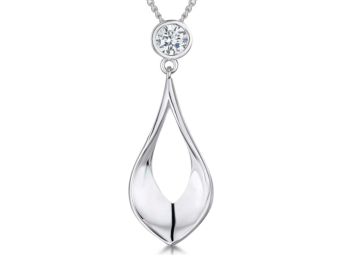 Sterling Silver Nested Pear Shape Pendant