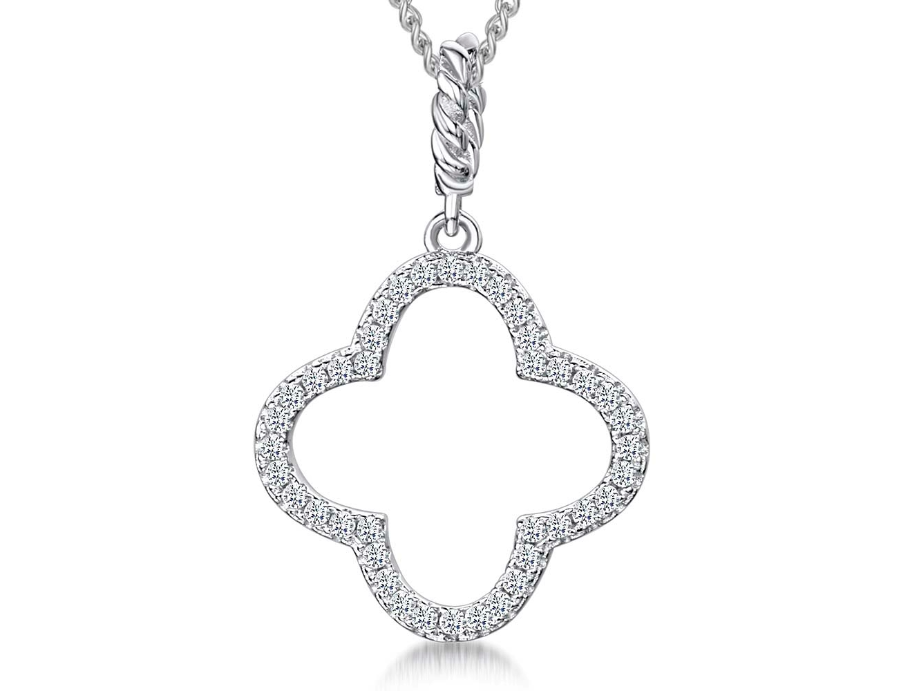 Sterling Silver Cubic Zirconia Clover Pendant