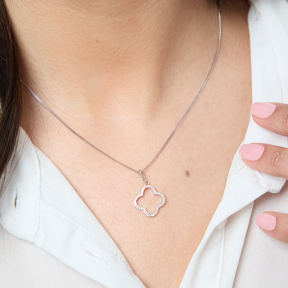 Sterling Silver Cubic Zirconia Clover Pendant
