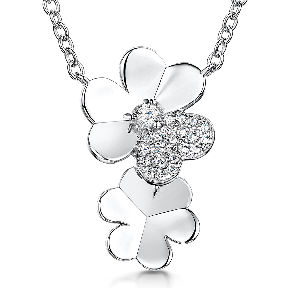 Sterling Silver Double Flower Drop Pendant