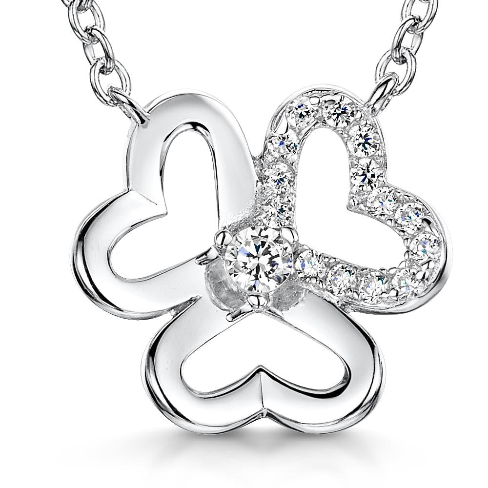 Sterling Silver Open Clover Heart  Pendant