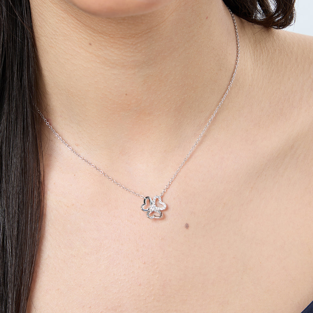 Sterling Silver Open Clover Heart  Pendant
