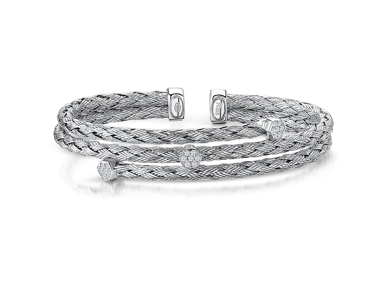 Sterling  Silver Woven Cuff Bangle