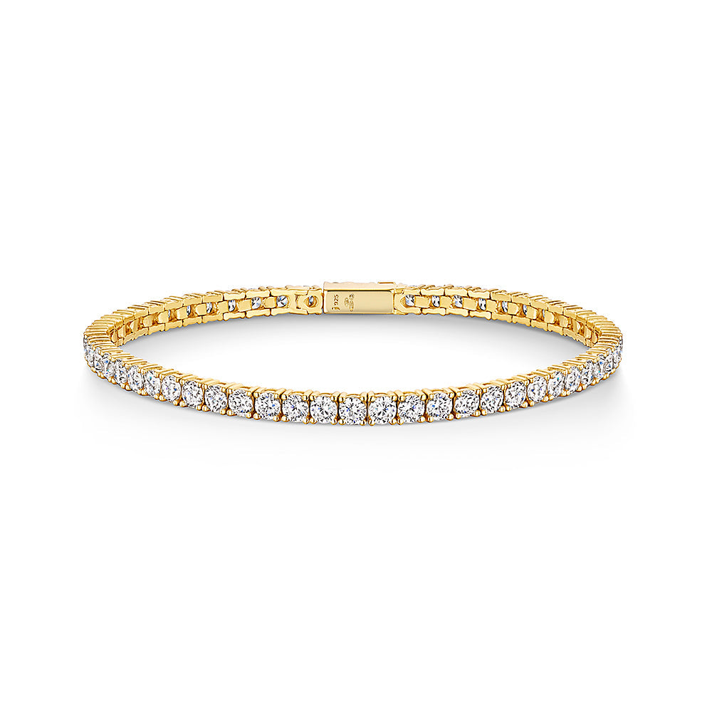 Gold Vermeil 6 Carat Cubic Zirconia Tennis Bracelet