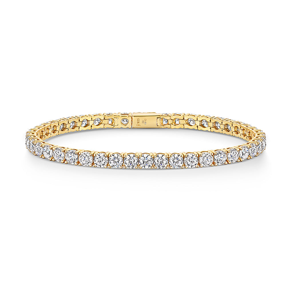 Yellow Gold Cubic Zirconia 11 Carat Line Bracelet