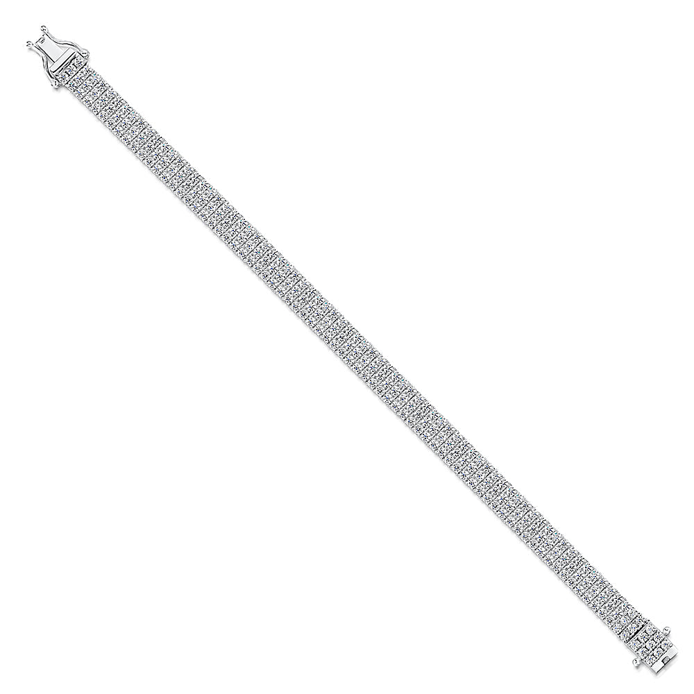 Sterling Silver Cubic Zirconia 8.2ct Triple Row Line Bracelet