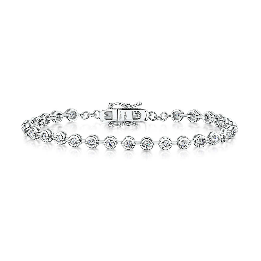 Sterling Silver  Rubover 1.86ct  Cubic Zirconia Bracelet