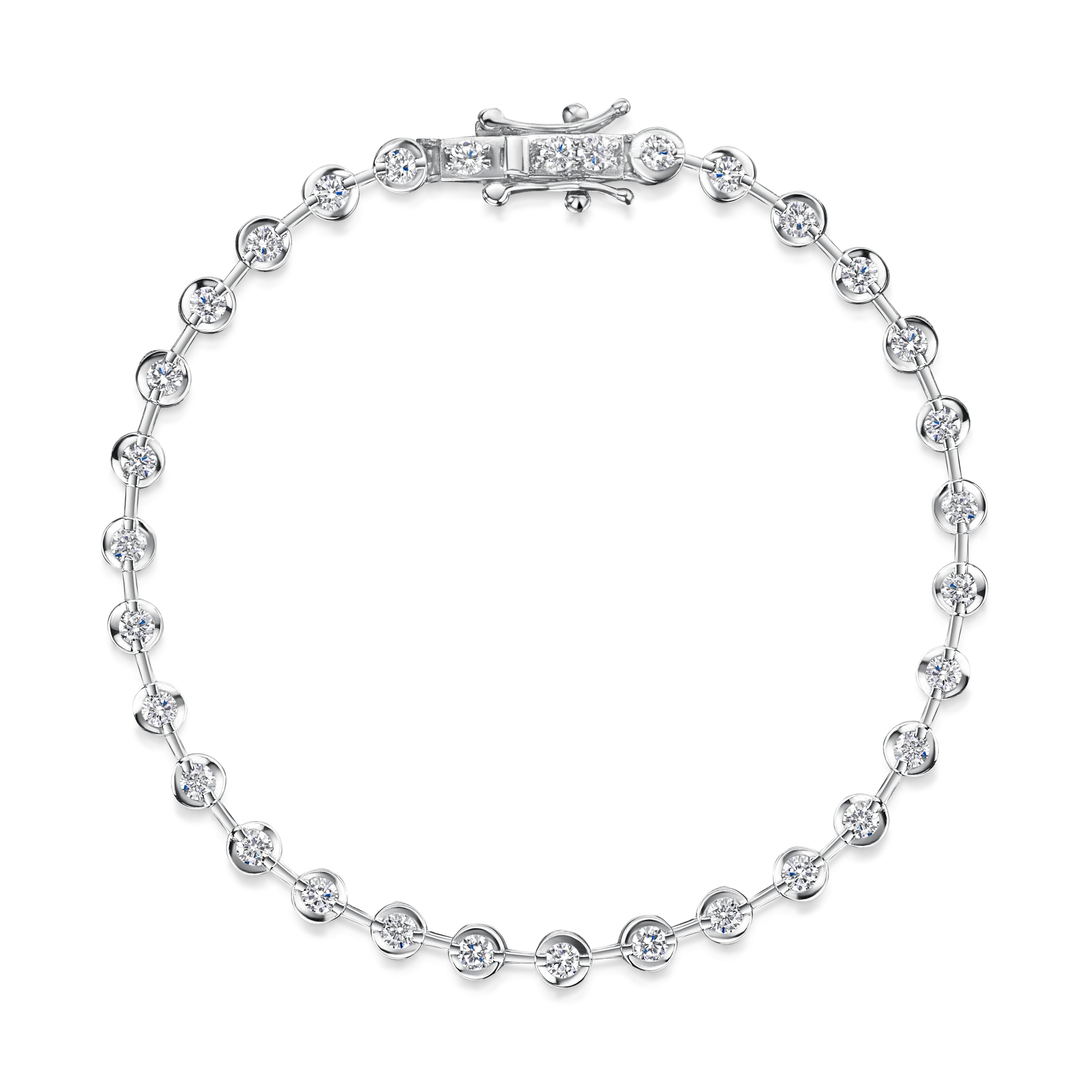 Sterling Silver  Rubover 1.86ct  Cubic Zirconia Bracelet