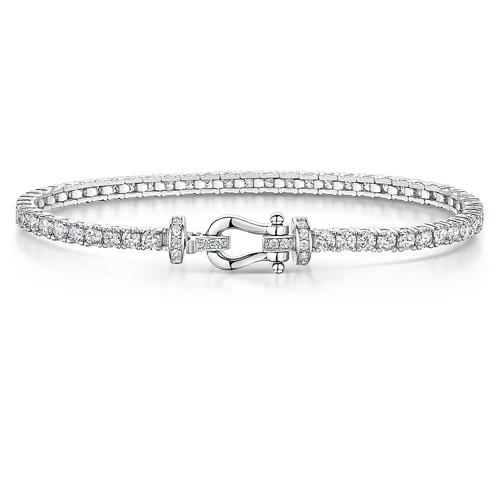 Sterling Silver Tennis Bracelet With Buckle Clasp - 3mm