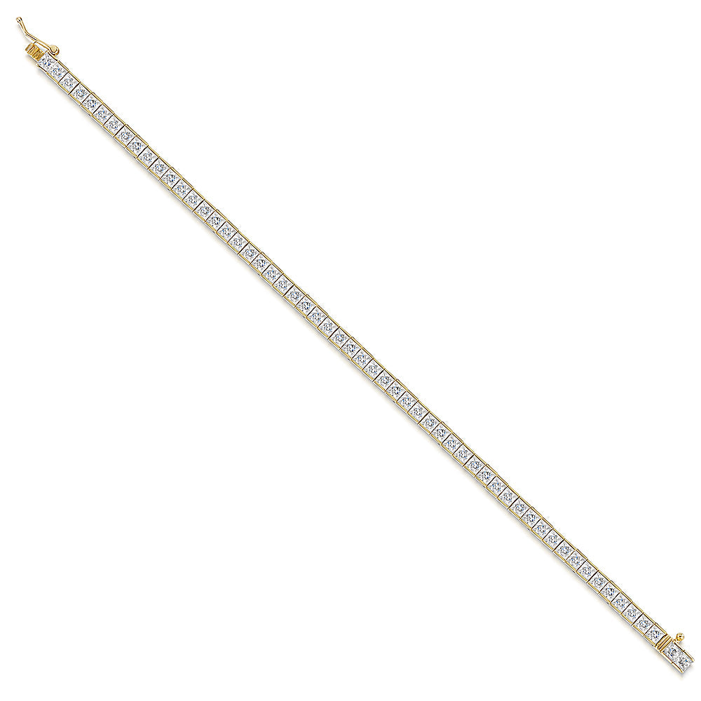 Yellow Gold 10ct Cubic Zirconia Princess Cut Tennis Bracelet
