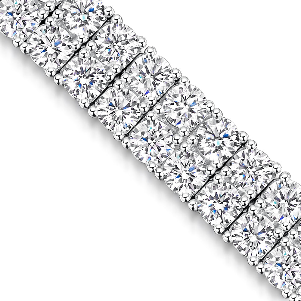 Sterling Silver 12ct Double Row Cubic Zirconia Tennis Bracelet