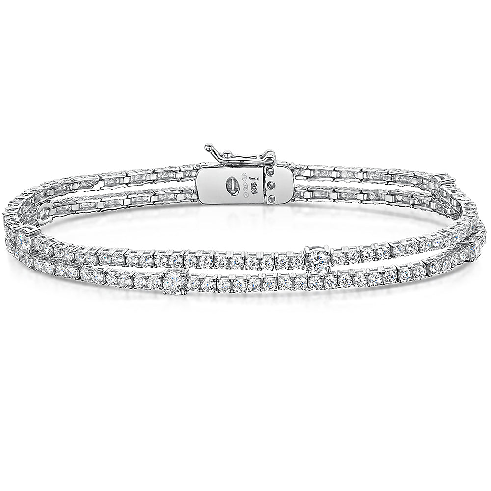Sterling Silver Double Strand Tennis Bracelet