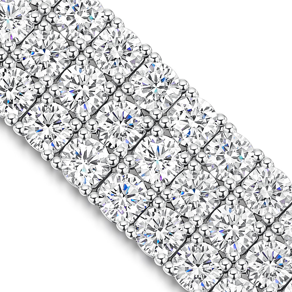 Sterling Silver Triple Row  26 Carat Cubic Zirconia Tennis Bracelet