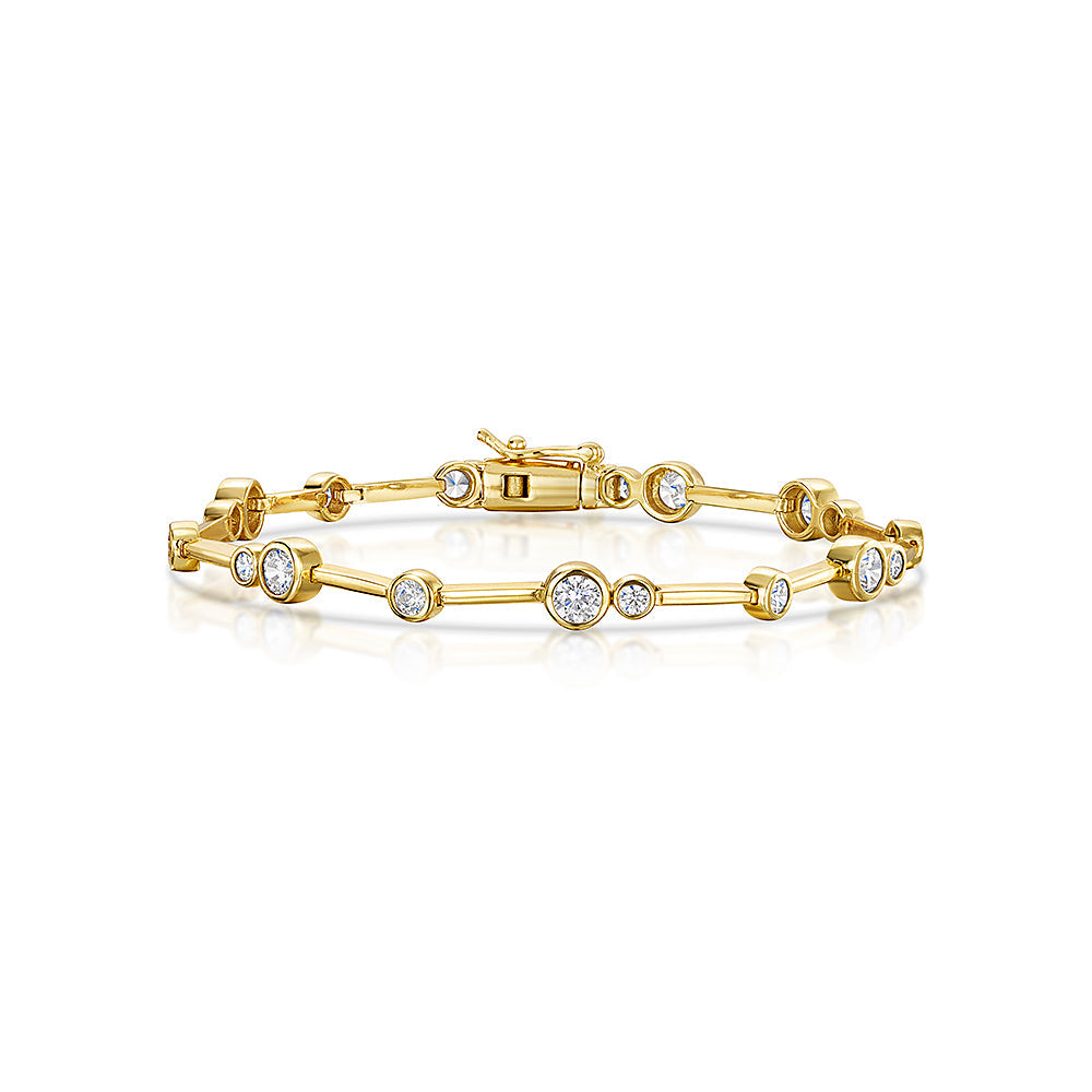 Yellow Gold Scattered Stones Bubble Bracelet