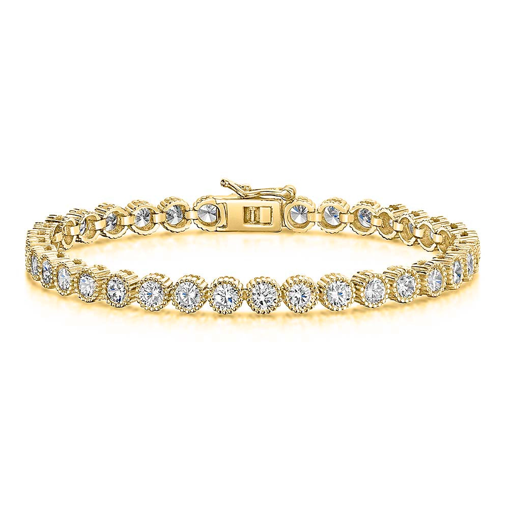Sterling Silver Beaded Edge Line Bracelet