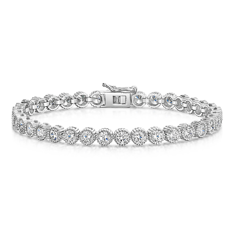 Sterling Silver Beaded Edge Line Bracelet