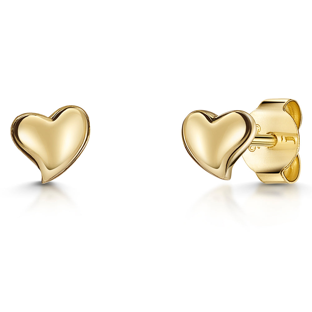 Yellow Gold Offset Polished Heart Earrings £69!