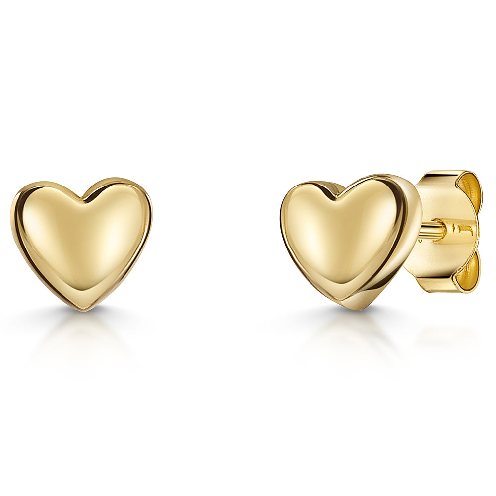 Yellow Gold Chunky Heart Stud Earrings