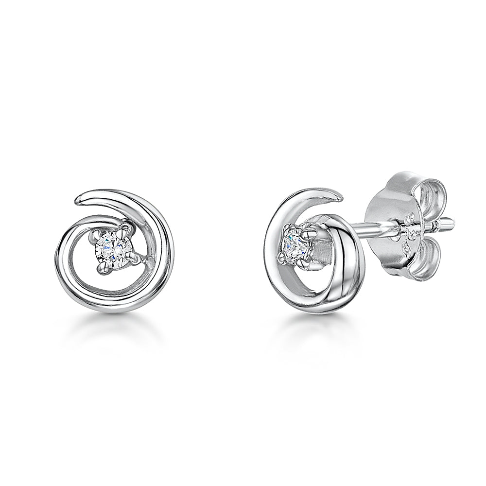 Sterling Silver Spiral Sparkling Cubic Zirconia Centre Earrings