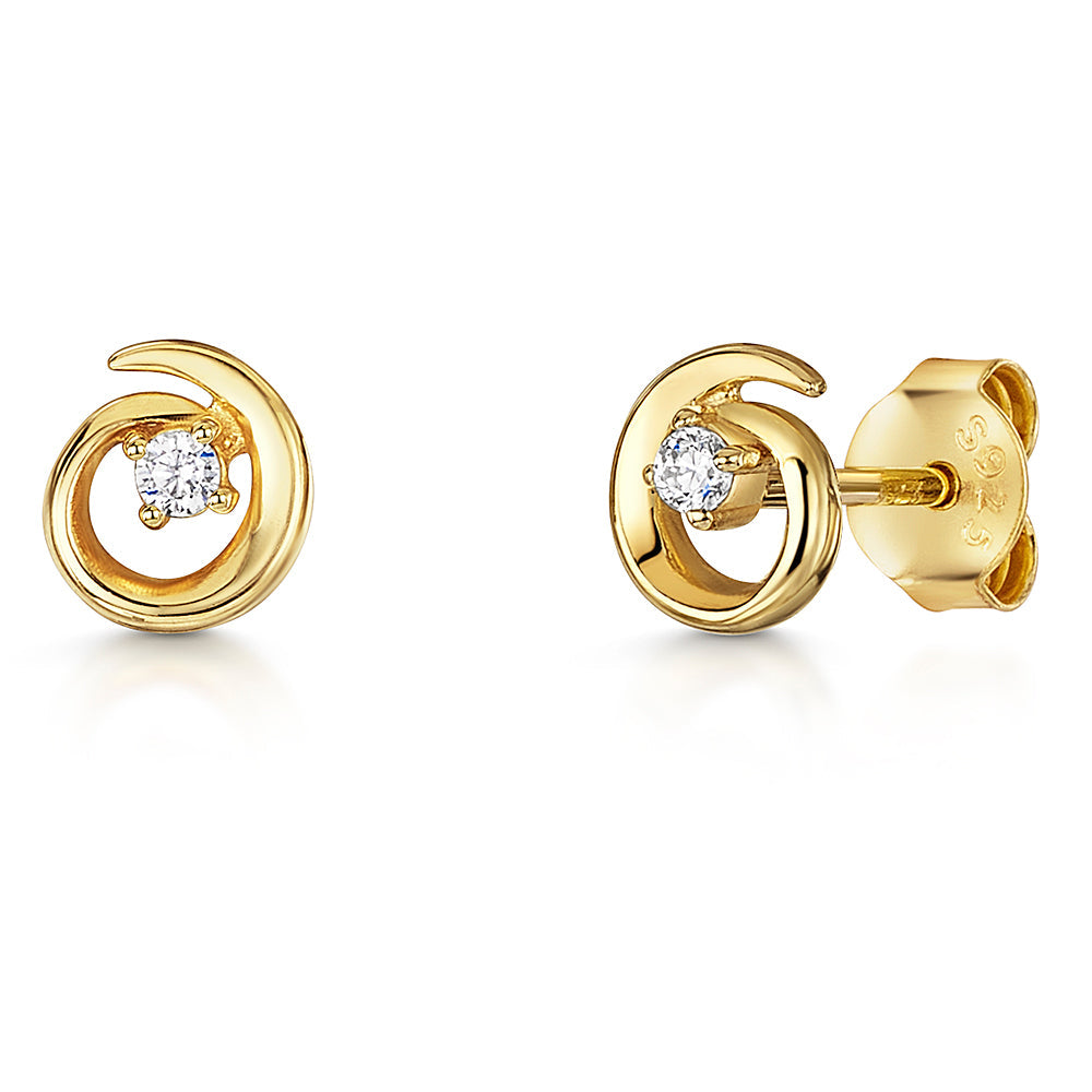 Yellow Gold Small Twirl Stud Earrings