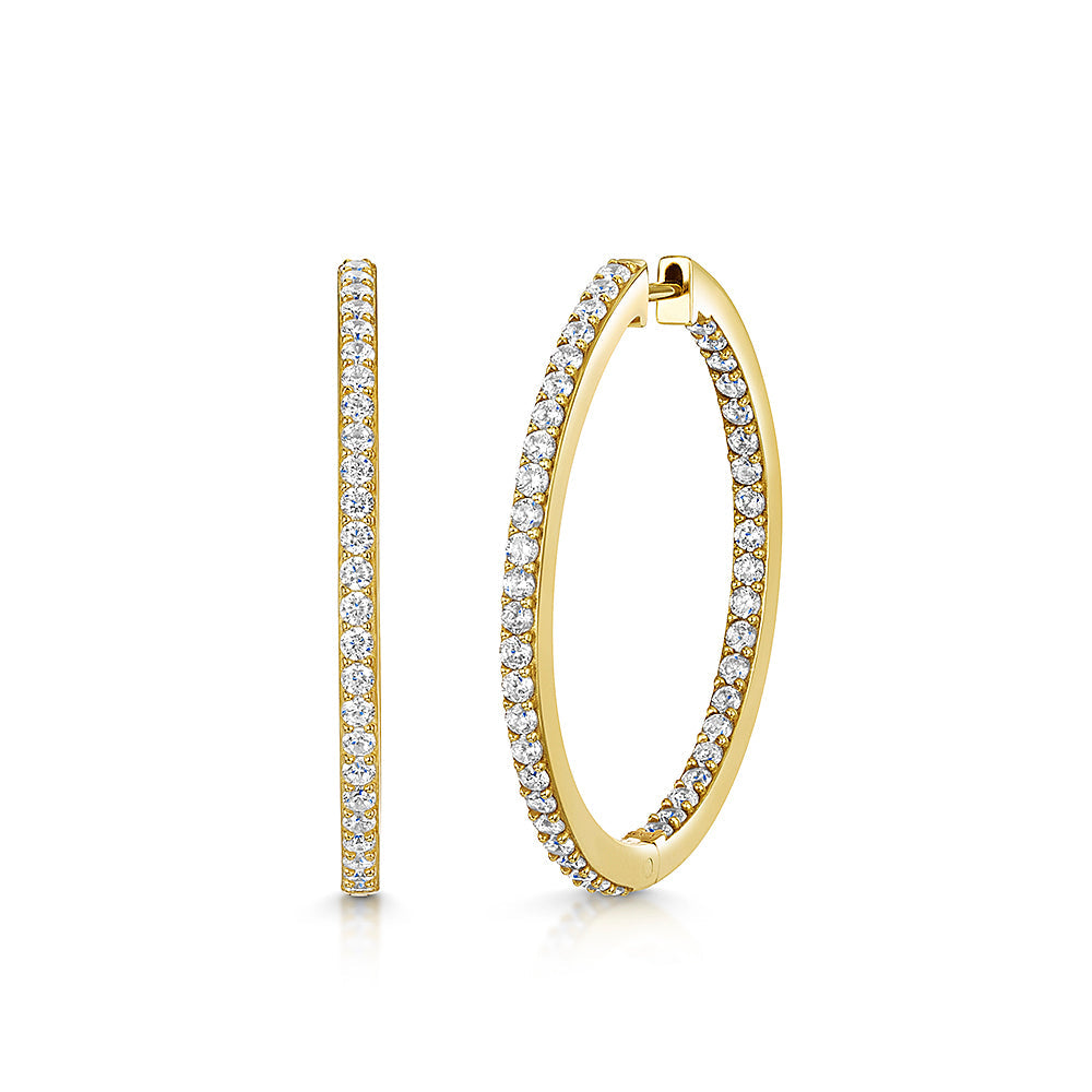 18K Gold Vermeil Large Pavé Hoop Earrings| Premium Cubic Zirconia