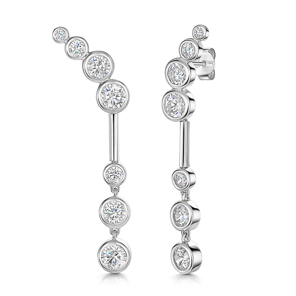Sterling Silver 7 Stone Graduated  Bubble Earrings