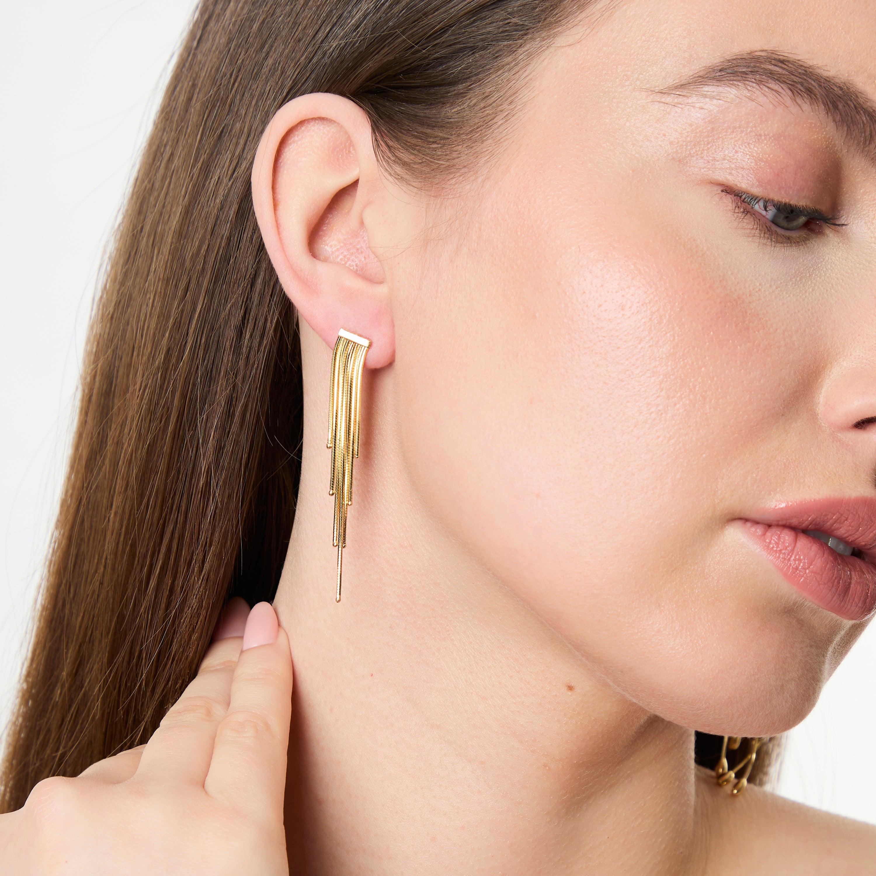 Yellow Gold Stranded Drop Earrings