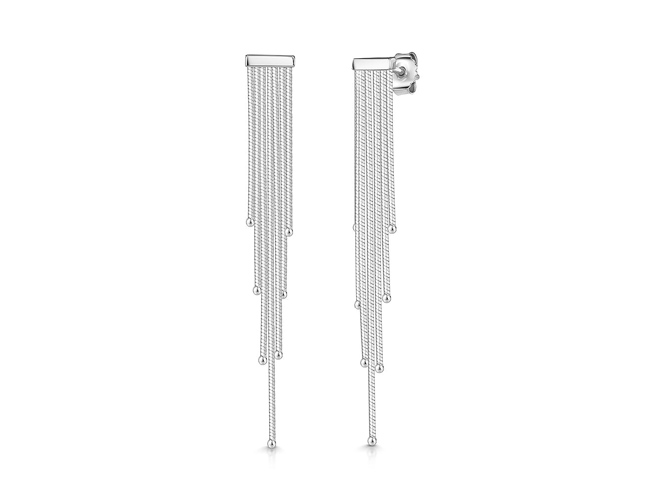 Sterling Silver Stranded Chain  Drop Earrings