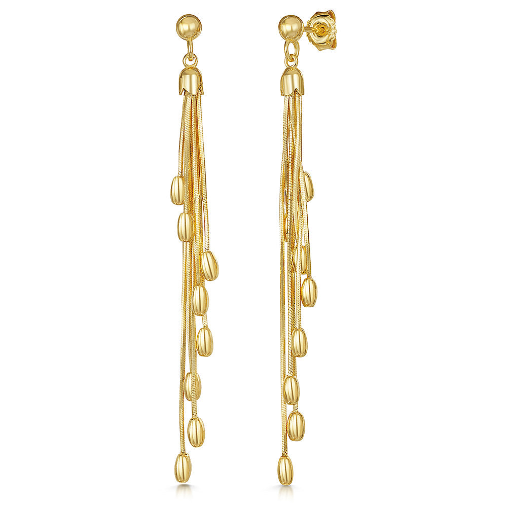 Yellow Gold Tassel Drop Earrings