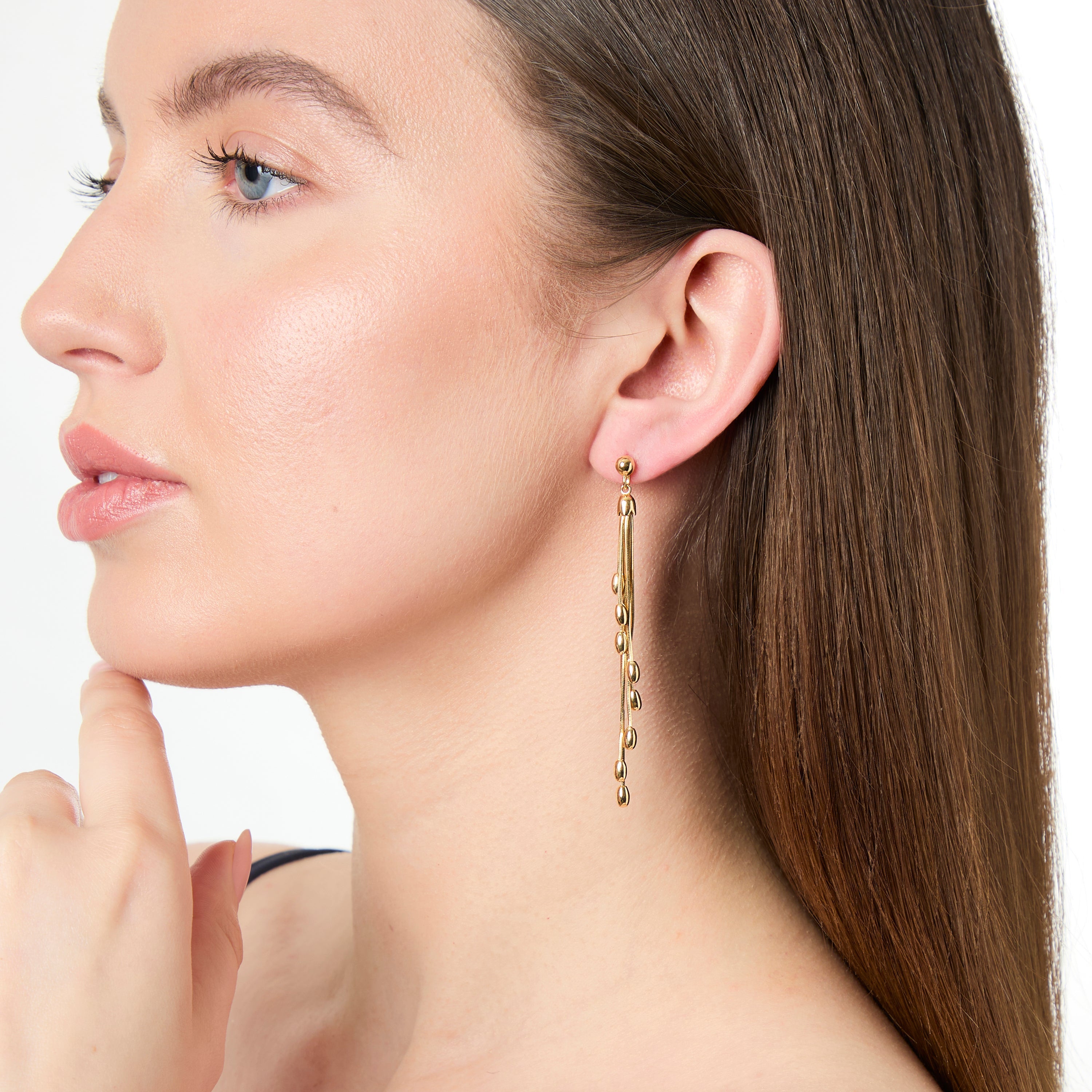 Yellow Gold Tassel Drop Earrings