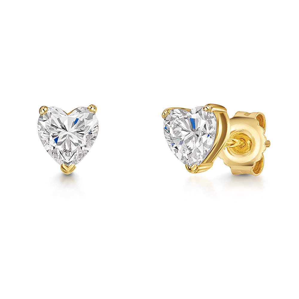 Gold Vermeil  Heart Solitaire Stud Earring