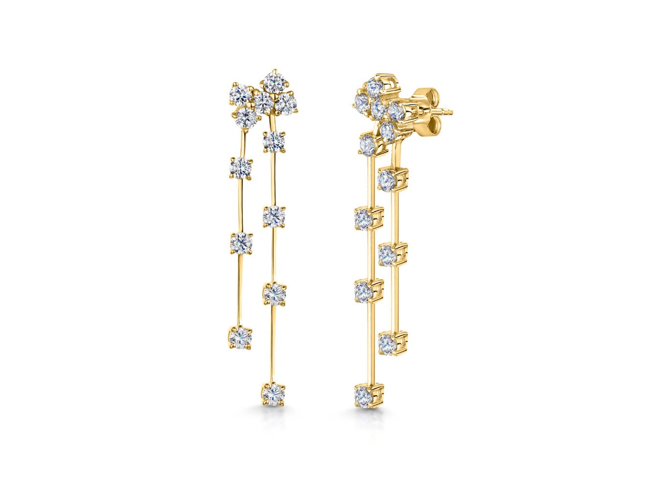 Gold Vermeil  Cubic Zirconia Scatter Earrings