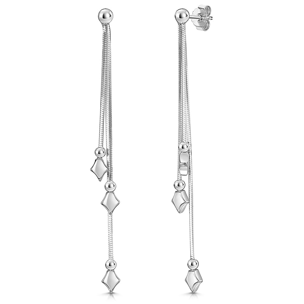 Silver Earrings With Dangling Geometric Shapes