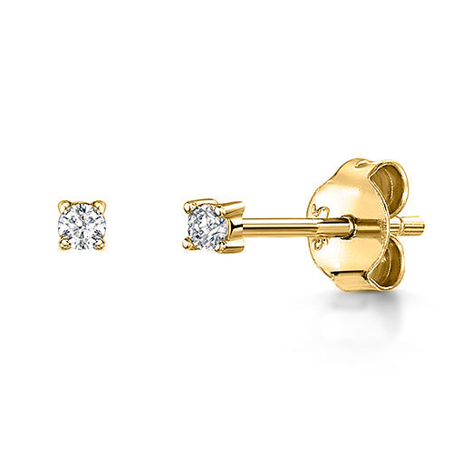 Yellow Gold Cubic Zirconia Solitaire Stud Earrings-JOOLS by Jenny Brown
