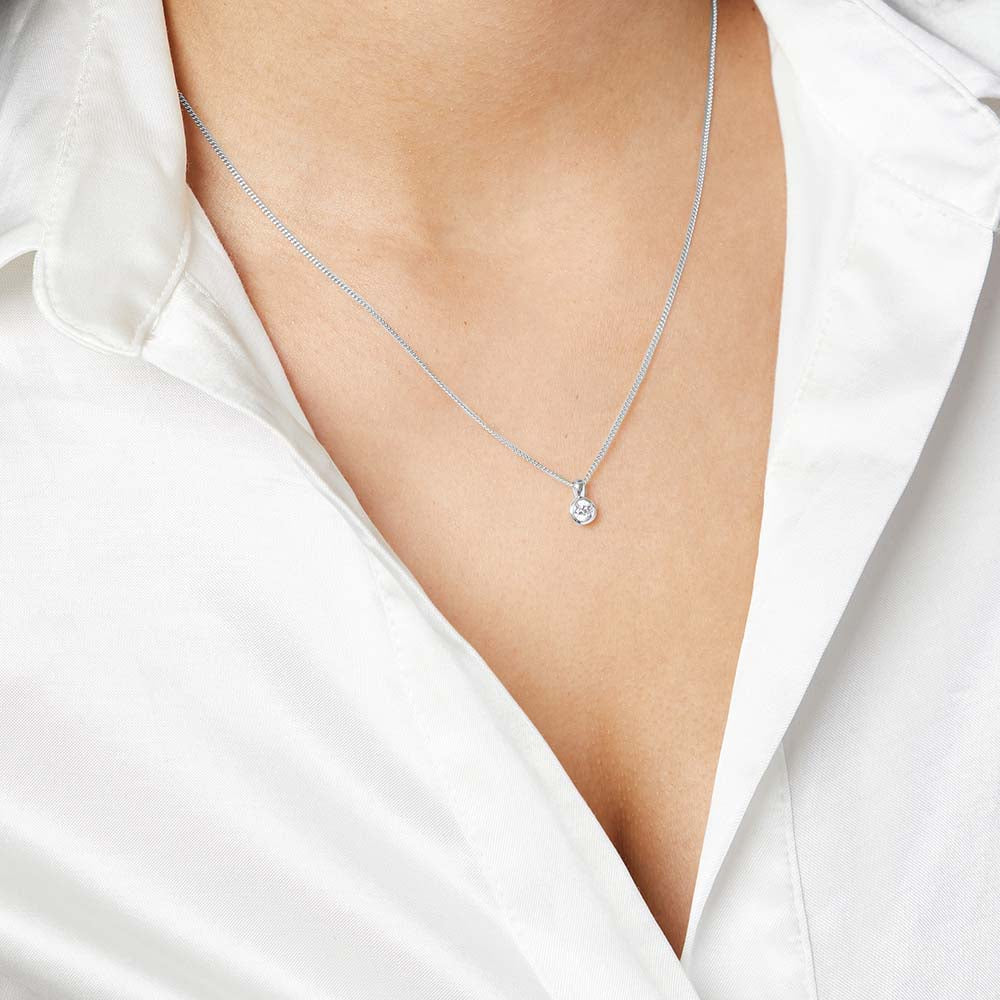 Sterling Silver Solitaire Pendant With Quarter Carat Rubover Cubic Zirconia