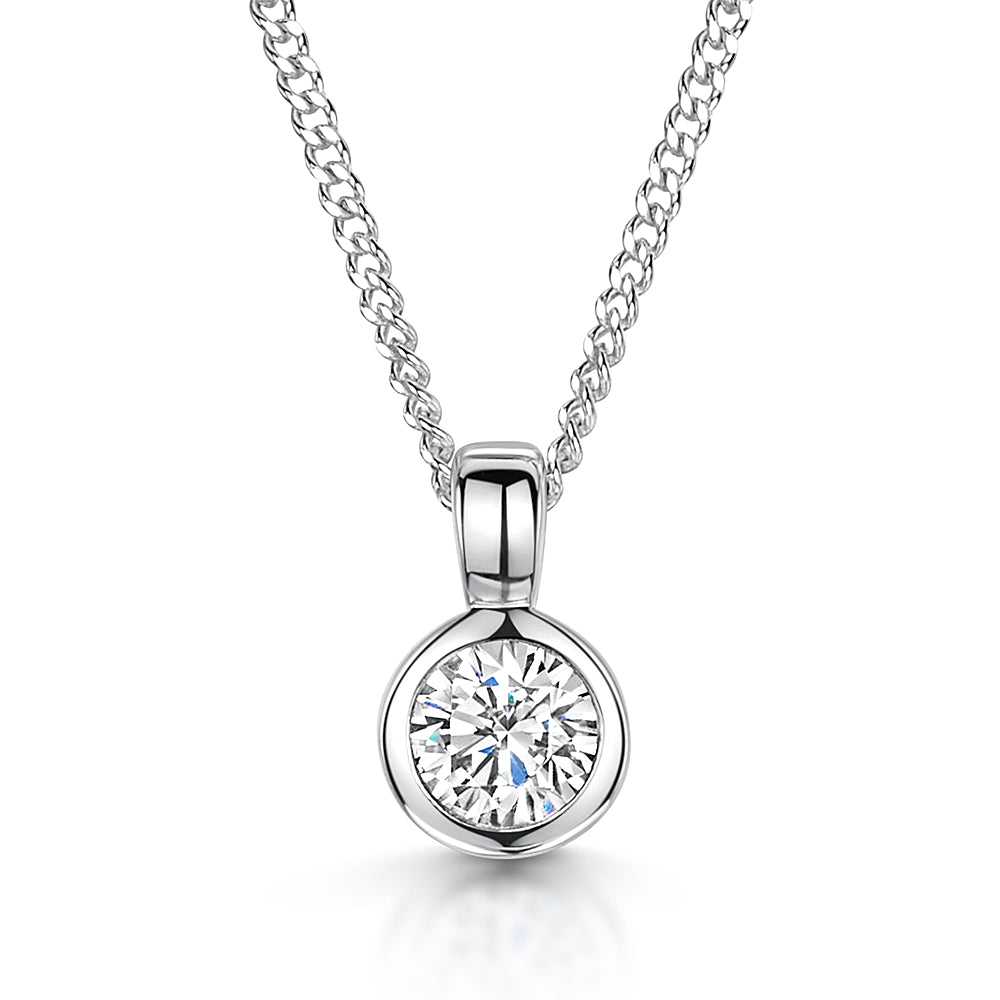 Sterling Silver Solitaire Pendant With Quarter Carat Rubover Cubic Zirconia