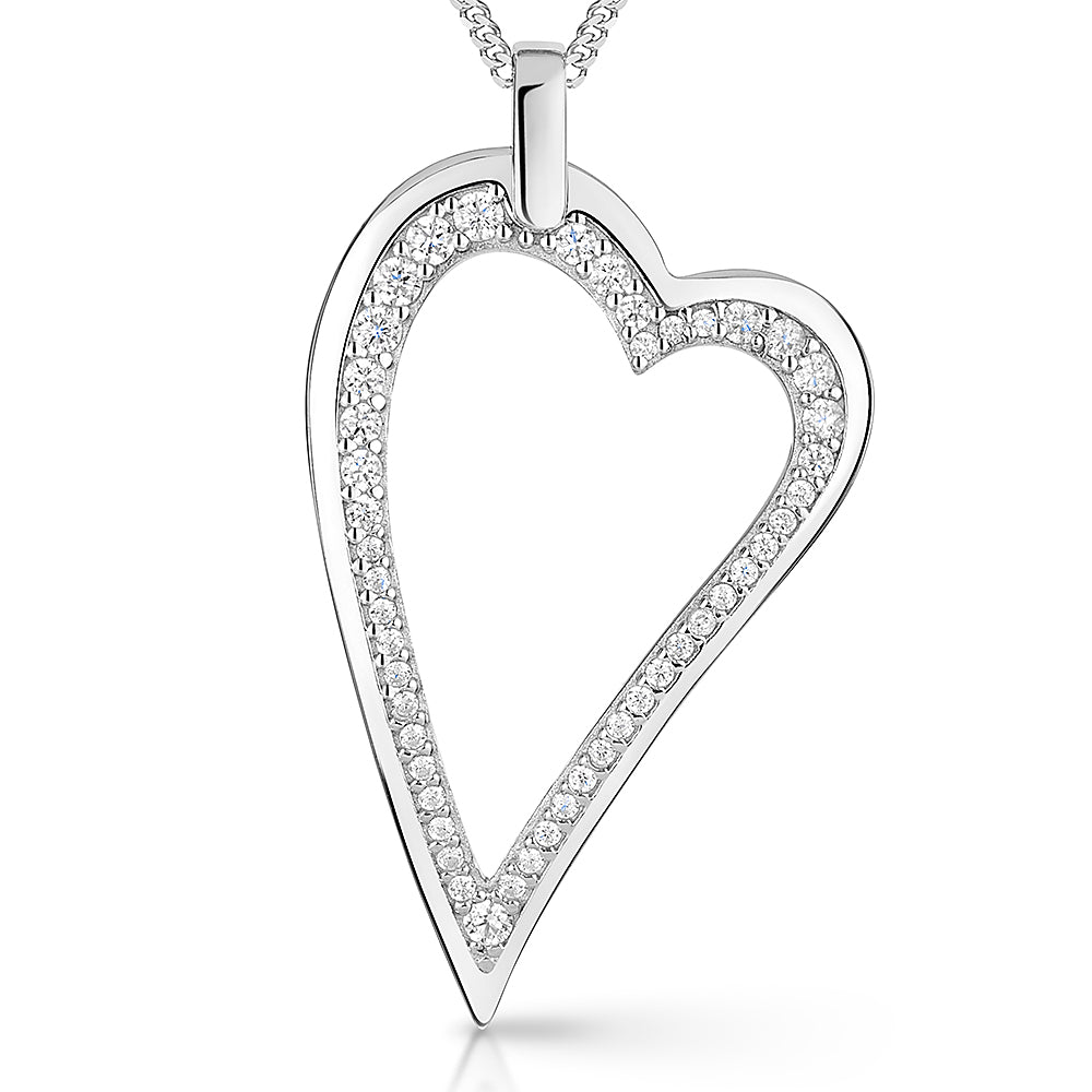 Sterling Silver Dali Heart Trimmed With Cubic Zirconias