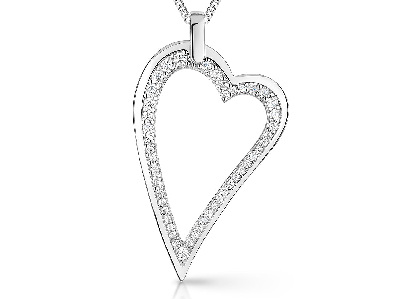 Sterling Silver Small Dali Heart Cubic Zirconia Pendant