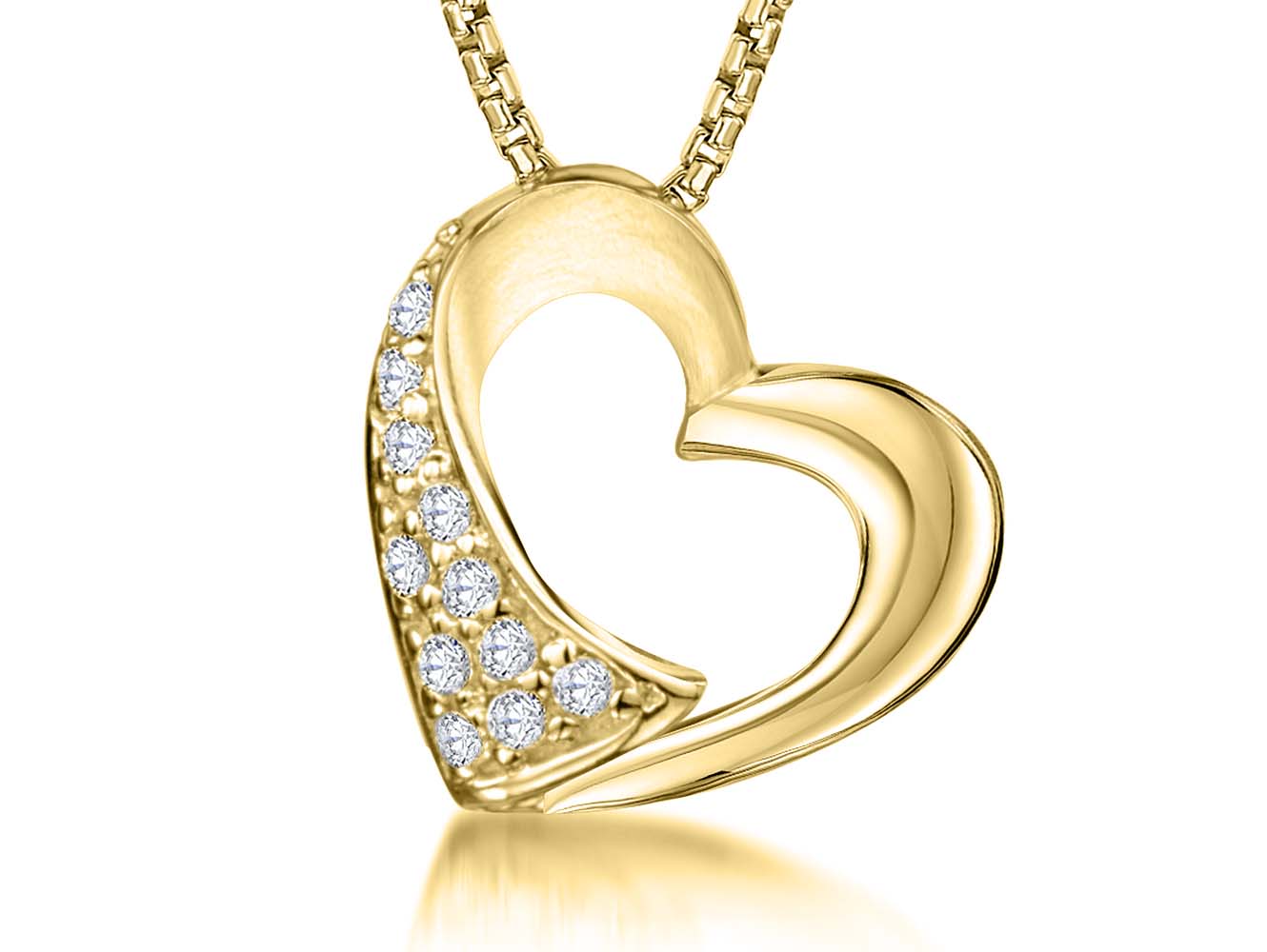Sterling Silver Or Yellow Gold Satin Heart Pendant