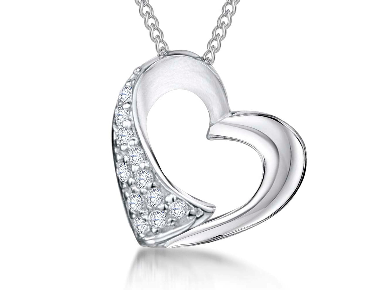 Sterling Silver Or Yellow Gold Satin Heart Pendant
