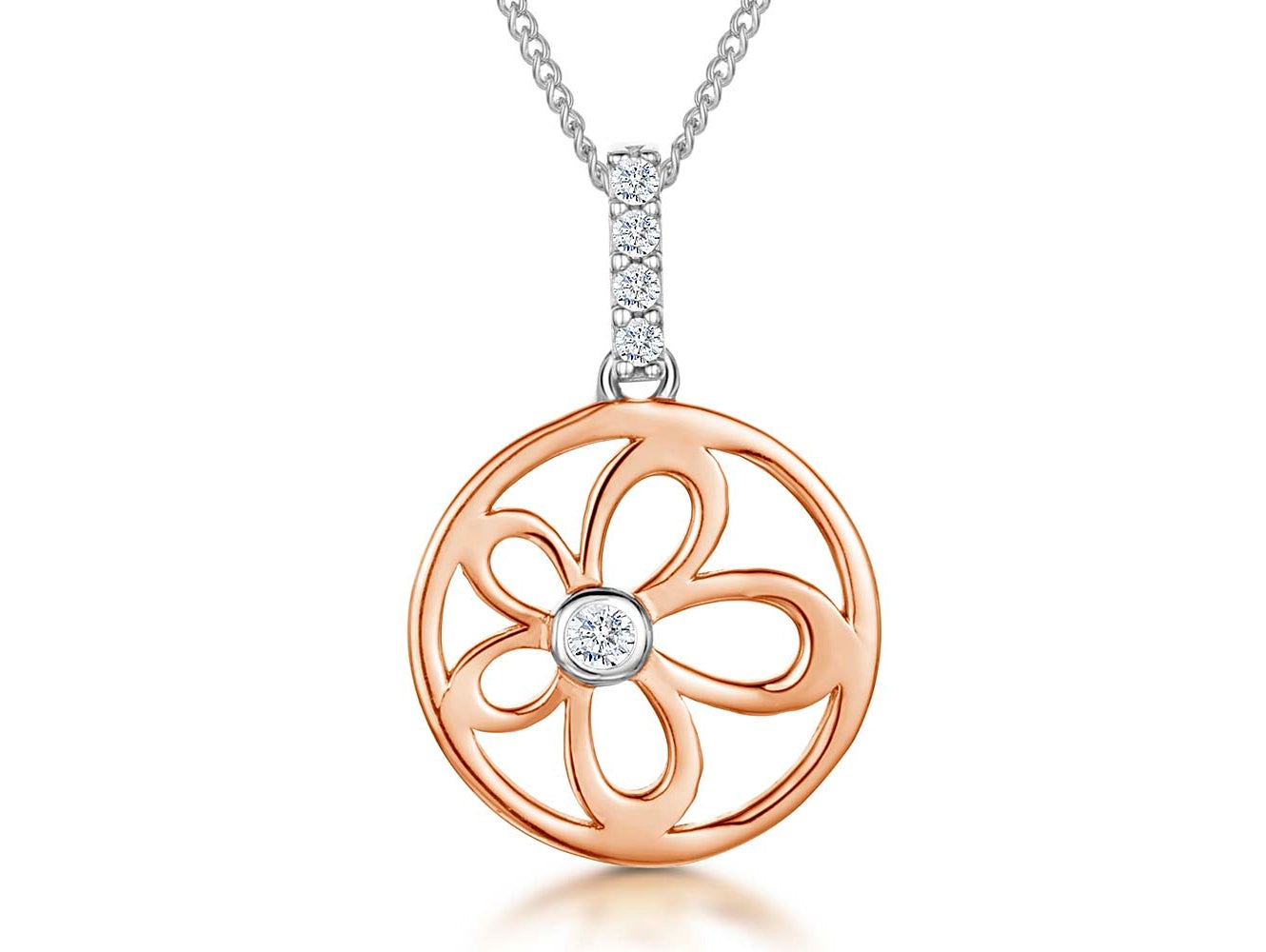 Rose Gold Vermeil  Flower Circle Necklace