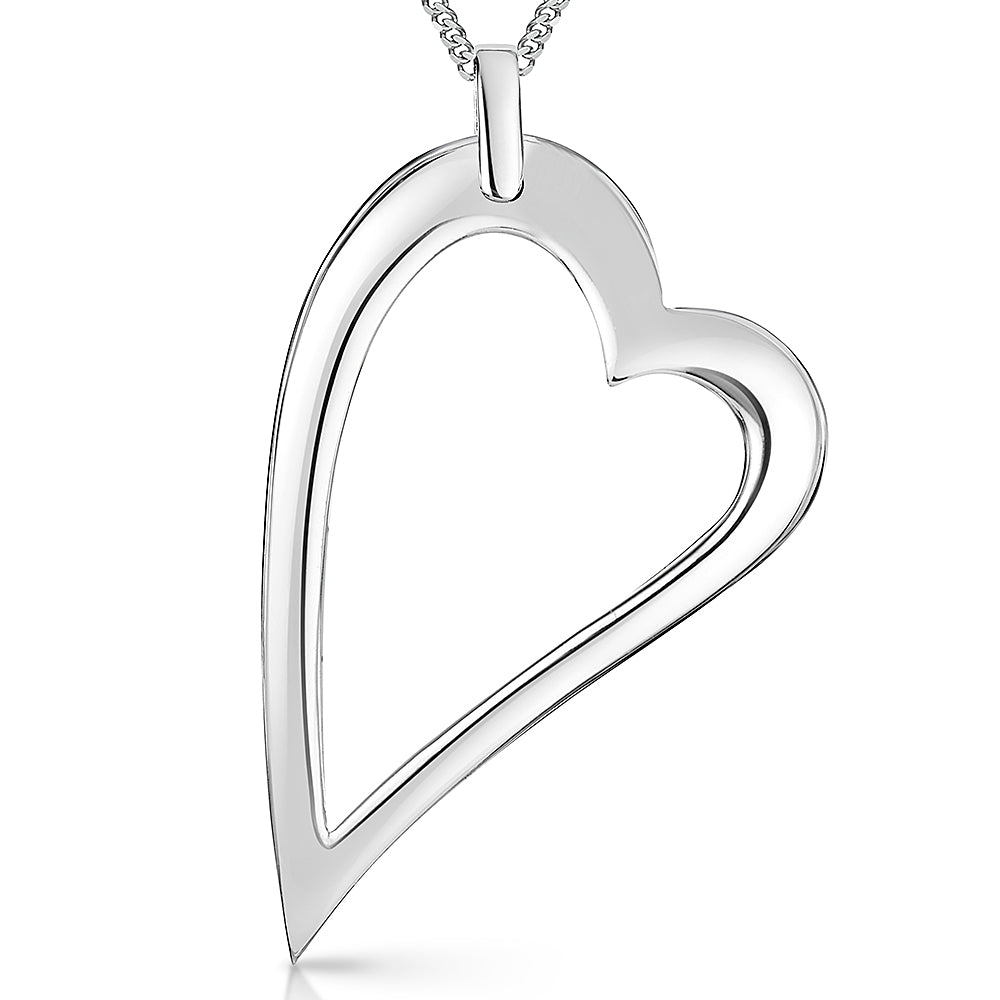 Large Sterling Silver Plain Dali Heart