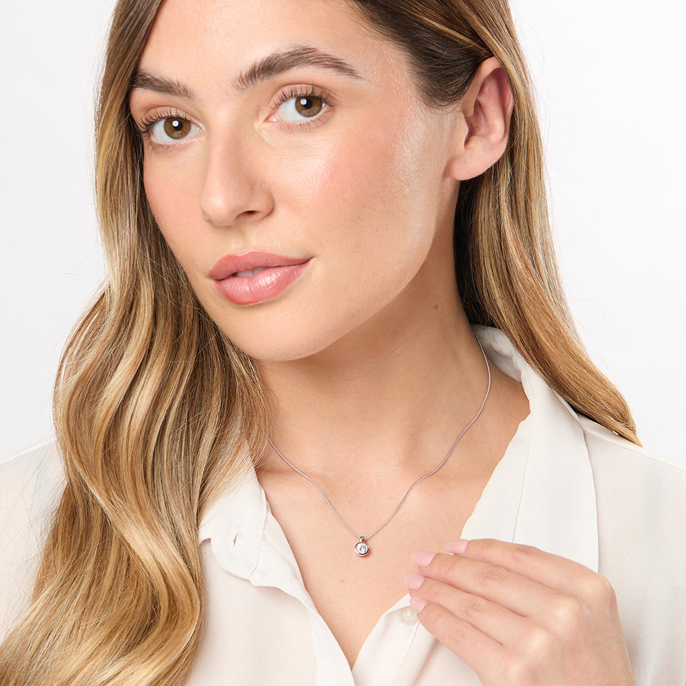 Sterling Silver Rubover Pendant With 5mm Cubic Zirconia