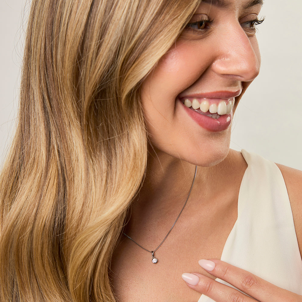 Sterling Silver Quarter Carat Rubover Solitaire Pendant