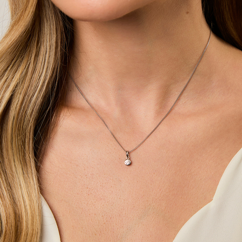 Sterling Silver Quarter Carat Rubover Solitaire Pendant