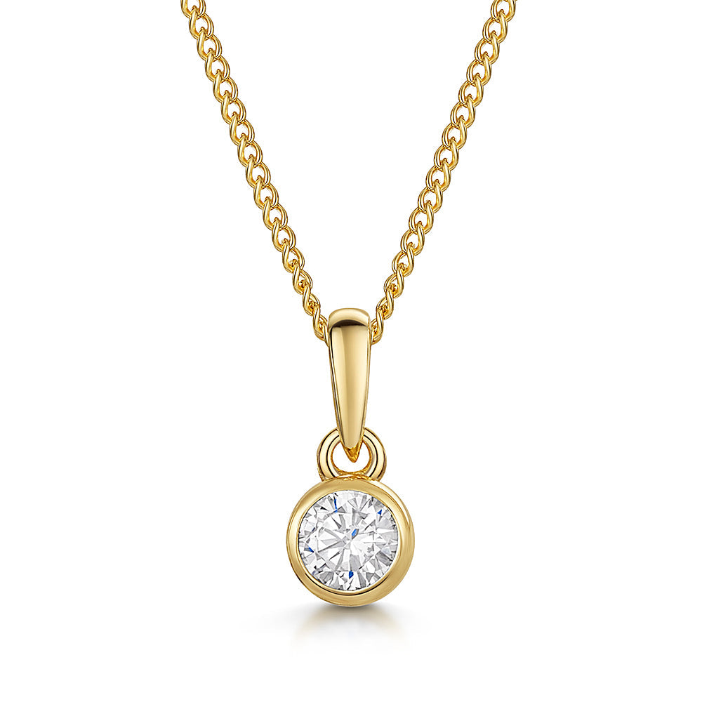 Yellow Gold Quarter Carat Solitaire Pendant-JOOLS by Jenny Brown